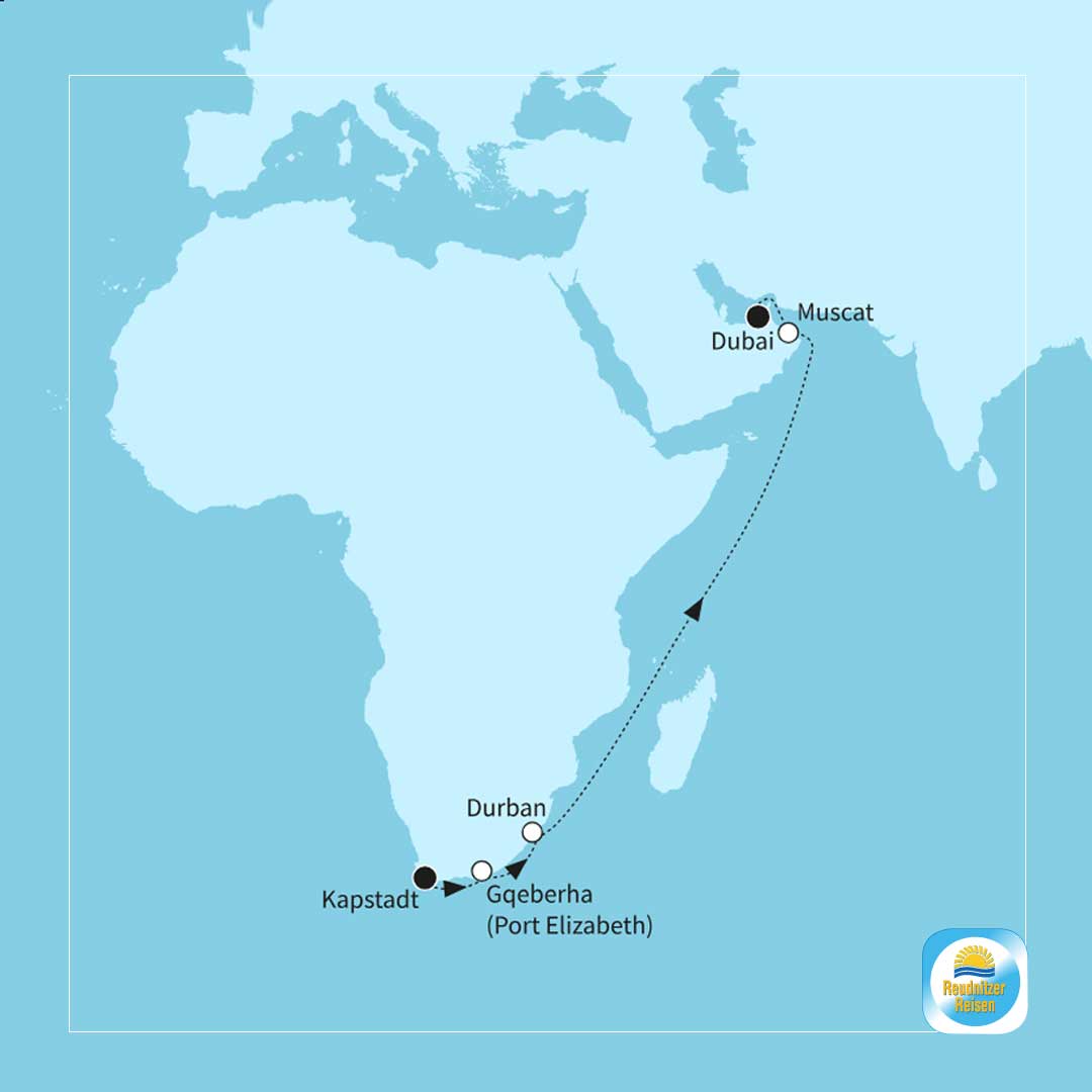 16 Nächte - Auszeit zwischen den Kontinenten - ab Kapstadt/bis Dubai 