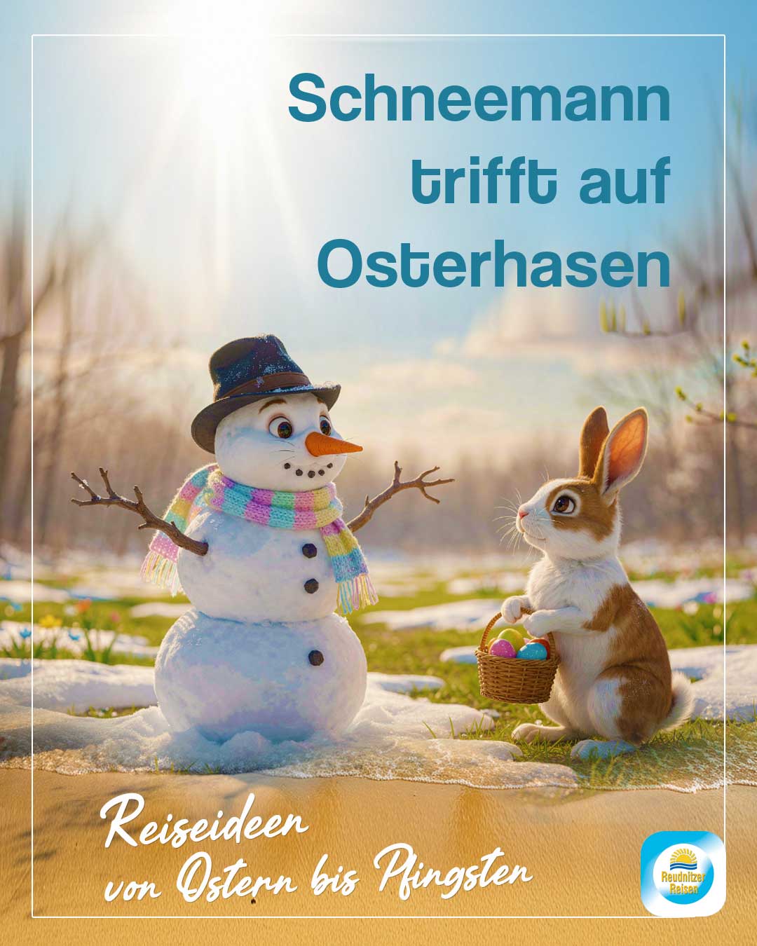 Schneemann trifft auf Osterhasen